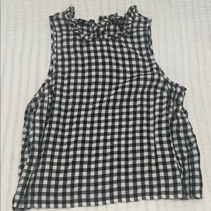 J. Crew Black and White Gingham Linen Tank